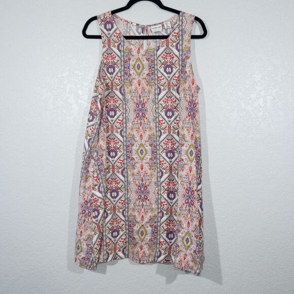 New Rachel Zoe White Aztec Printed Linen Tank Dress Size Large - Picture 2 of 7